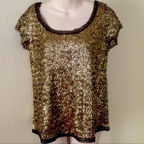 Free People Tops - Free People gold sequence top | size S